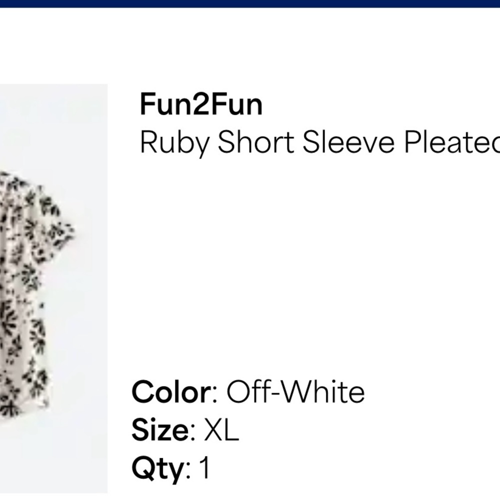 Fun 2 Fun Off-White Pleated Short Sleeve Blouse